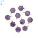 Amethyst Faceted Hexagon Sterling Silver Gold Plated Bezel Charm 9.5mm 