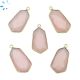 Pink Chalcedony Faceted Hexagon Sterling Silver Gold Plated Pendant 23x13 - 24x13mm 