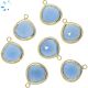 Blue Chalcedony Faceted Heart Sterling Silver Gold Plated Twisted Wire Bezel Charm 18x18MM 'SET OF 2