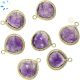 Amethyst Faceted Heart Sterling Silver Gold Plated Twisted Wire Bezel Charm 18x18MM  