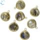Labradorite Faceted Heart Sterling Silver Gold Plated Twisted Wire Bezel Charm 18 - 19MM 