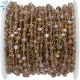 Brown Moonstone Faceted Button 3.5 - 4mm Sterling Silver Gold Plated Rosary Style Beaded Chain Per Foot