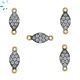 Diamond  Connector Natural Zircon 0.22 cwt Gold Plated Over Sterling Silver 8.5x5mm SET OF 2