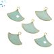 Aqua Chalcedony Faceted Fan Charm 20x13 - 23x15 mm Electroplated 