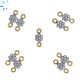 Flower Connector Natural Zircon 0.11 cwt Gold Plated Over Sterling Silver 4mm SET OF 2