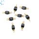 Black Onyx Puff Marquise Connector 10x5 Mm Electroplated 