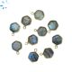 Labradorite Faceted Hexagon Sterling Silver Gold Plated Bezel Charm 9.5mm 