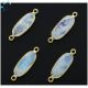 Rainbow Moonstone Rounded Rectangle 16x7 - 17x8 mm Bezel Connector 