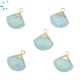Aquamarine Faceted Gold Electroplated Charm Fan 16x14mm '' SET OF 2 