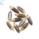 Brown Moonstone Spike Shape Charm 14 x 5 mm Gold Electroplated 