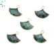 Raw Emerald Faceted Fan Charm 15x10 mm Electroplated 