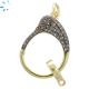 Pave Diamond Sterling Silver Lobster Clasp 21x16 mm-Gold Plated 