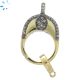 Pave Diamond Sterling Silver Lobster Clasp 24x15 mm-Gold Plated 