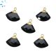Black Onyx Faceted Gold Electroplated Charm Fan 16x12 - 17x13mm 