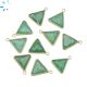 Green Aventurine  Faceted Triangle Sterling Silver Bezel Charm 12 - 13mm 