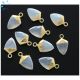 Mystic White Chalcedony Shield Shape 13x10 - 14x10 mm Electroplated 