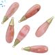 Pink Opal Smooth Long Pear Silver Gold Plated Cap Pendant 32x10 - 33x11 mm 