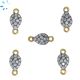 Pear Connector Natural Zircon 0.18 cwt Gold Plated Over Sterling Silver 7x5mm SET OF 2