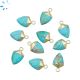 Turquoise Shield Shape Charm 12x10 - 14x11Mm Electroplated 