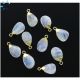 Rainbow Moonstone Faceted Twisted Pear Shape 12x8 - 13x9mm Gold Electroplated Charm 
