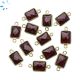 Garnet Faceted Rectangle  Sterling Silver Gold Plated Bezel Connector 11x8.5mm 