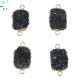 Black Druzy Organic Connector 14x11 - 15x12Mm Gold Electroplated 