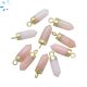 Pink Opal Spike Shape 14x5mm Gold Electroplated Charm 