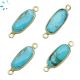 Turquoise Rounded Rectangle 17x8 mm Sterling Silver Gold Plated Bezel Connector 