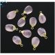 Rose Quartz Faceted Twisted Pear Shape 13x8 - 14x9mm Gold Electroplated Charm 
