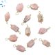 Pink Opal Rough Sterling Silver Gold Plated Wire Wrapped Charm 8x5 - 9x7mm 