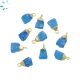 Blue Chalcedony Rough Shape Charm 8x5 - 9x6 mm Electroplated 