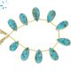 Sterling Silver Gold Plated Bezel Set Turquoise Top Drill Pear Shape 19x11 - 20x11mm  