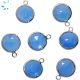 Blue Chalcedony Faceted Bezel Coin Charm Silver 12.5 Mm Set Of 4