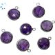 Amethyst  Faceted Bezel Coin Charm 12.5 Mm Set Of 4