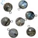 Labradorite Faceted Bezel Coin Charm 13x13 Mm Set Of 4