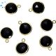 Black Onyx Faceted Bezel Coin Charm 13x13 Mm Set Of 4