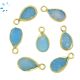 Blue Druzy  Pear Sterling Silver Gold Plated Bezel Charm 10x8 - 11x8mm 