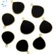 Black Onyx Flat Heart Shape Bezel Charm 16-17 mm 