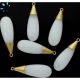 White Aventurine Smooth Long Pear Silver Gold Plated Cap Pendant  32x11 - 33x11 mm 