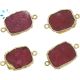 Dyed Ruby Organic Connector 16x13 - 17x14Mm Gold Electroplated 