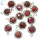 Garnet Twisted Wire Bezel Coin Charm - Silver (SD)9-10mm 