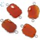 Red Onyx Organic Connector 16x12 Mm Silver Electroplated 