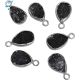 Black Druzy Bezel Pear Shape Charm 7x10 - 8x11mm 
