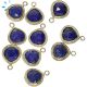 Lapis Faceted Heart Sterling Silver Gold Plated Twisted Wire Bezel Charm 10x10MM 