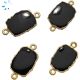 Black Onyx Organic Connector 16x12 Mm Gold Electroplated 