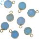 Blue Druzy Bezel Sterling Silver Gold Plated Coin Charm 8-9 mm Set of 4