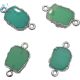 Chrysoprase Chalcedony Organic Connector 13x10 - 14x11 mm Silver Electroplated 