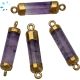 Amethyst Faceted Barrel Connector 19x5 - 20x5 mm Set Of 4- Gold Electroplated 
