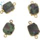 Ruby Zoisite Organic Connector 13x11 - 14x12 Mm Gold Electroplated 