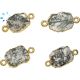 Moss Agate Organic Connector 11x9 Mm Gold Electroplated 